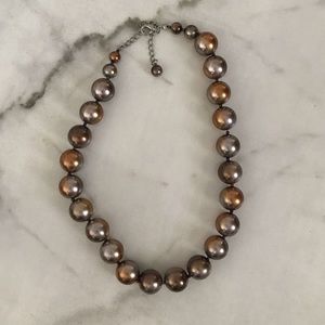 Brown Metallic Pearl Necklace